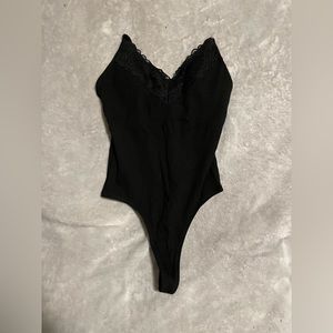 PINK lace trim tank top bodysuit